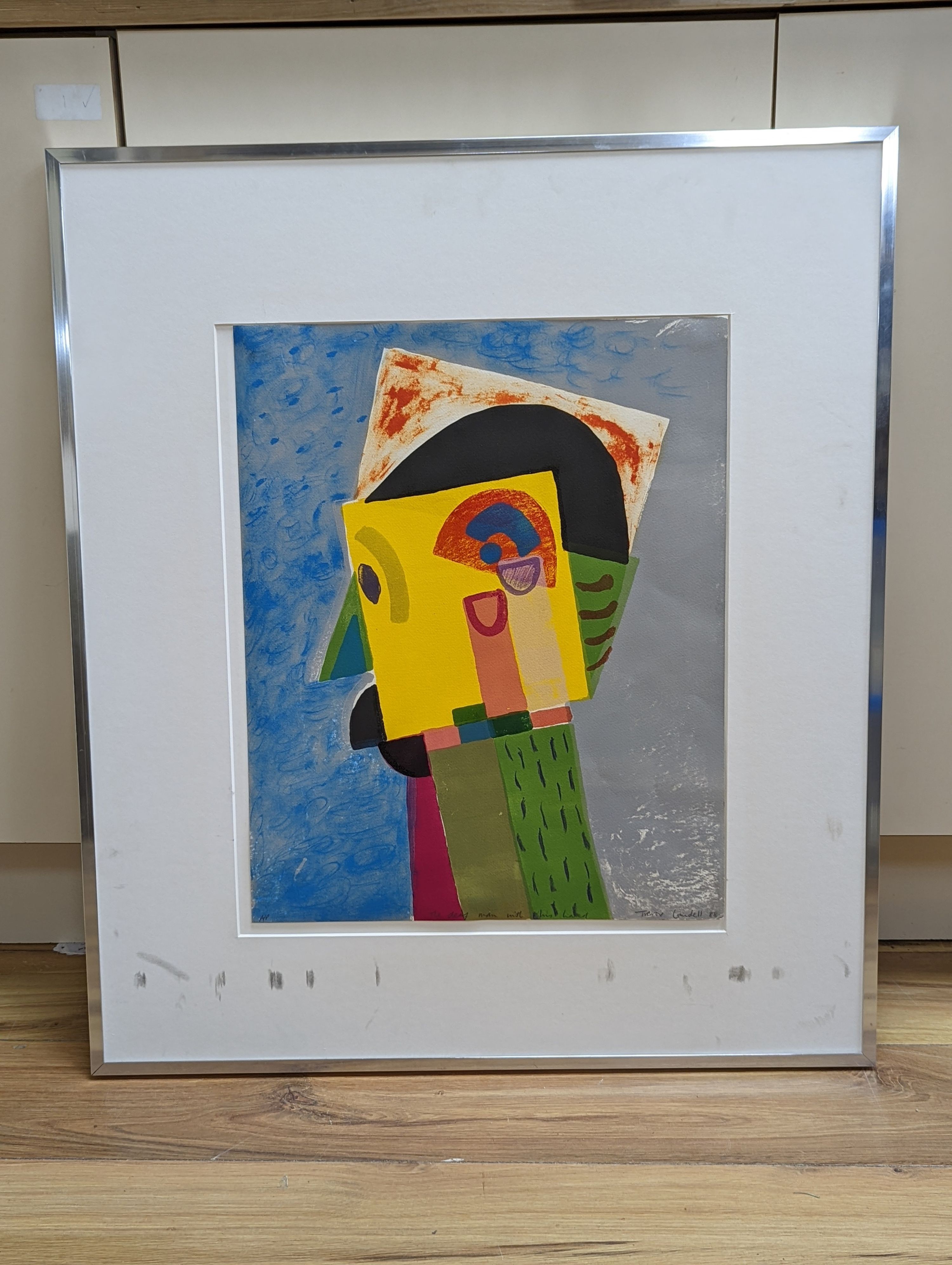 Trevor Landell (Contemporary), screenprint, 'Death man with his hand', artist's proof, signed and dated '88, 47 x 38cm